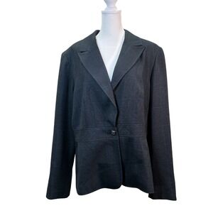 Signature by Larry Levine Womens Blazer 18 Charcoal Gray Plaid Peplum Jacket